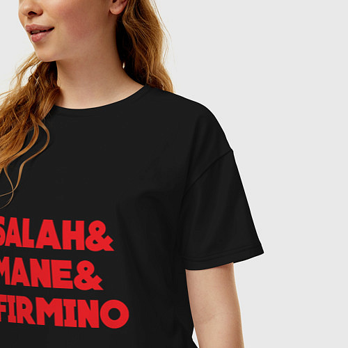 Женская футболка оверсайз Salah - Mane - Firmino / Черный – фото 3