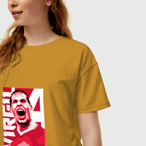 Женская футболка оверсайз Liverpool - Virgil / Горчичный – фото 3