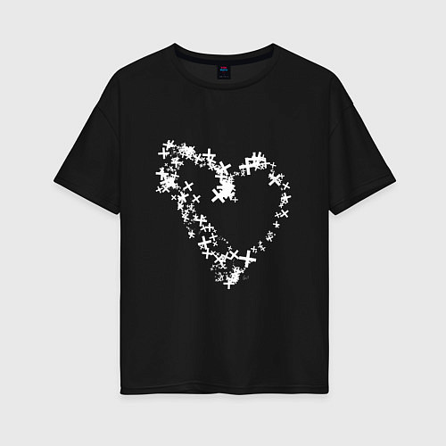 Женская футболка оверсайз Сердце в крестах Белое Коллекция Get inspired! Z-h / Черный – фото 1
