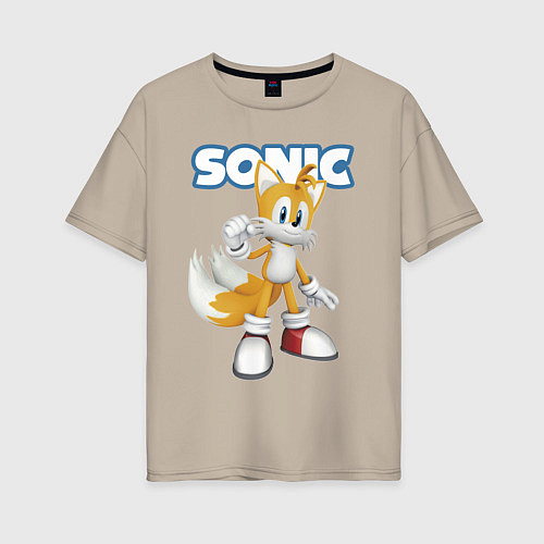 Женская футболка оверсайз Майлз Тейлз Прауэр Sonic Видеоигра / Миндальный – фото 1