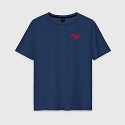 Футболка оверсайз женская Noize mc красное лого, цвет: тёмно-синий