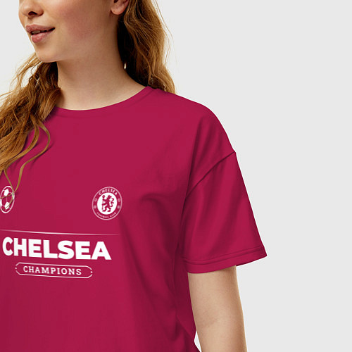 Женская футболка оверсайз Chelsea Форма Чемпионов / Маджента – фото 3