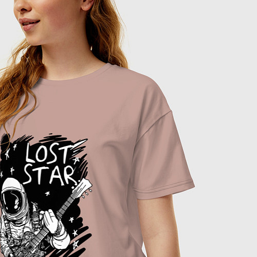 Женская футболка оверсайз Lost stars Space music / Пыльно-розовый – фото 3
