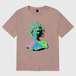 Футболка оверсайз женская Gorgon Medusa Vaporwave Neon, цвет: пыльно-розовый