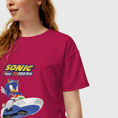 Женская футболка оверсайз Sonic Free Riders Hedgehog Racer / Маджента – фото 3