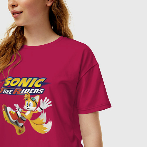 Женская футболка оверсайз Майлз Тейлз Прауэр Sonic Free Riders / Маджента – фото 3