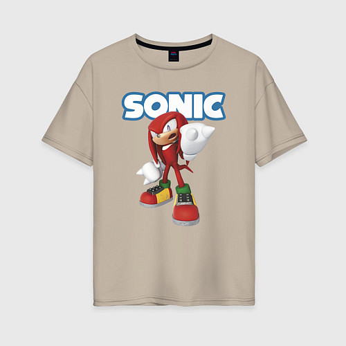 Женская футболка оверсайз Knuckles Echidna Sonic Video game Ехидна Наклз Вид / Миндальный – фото 1