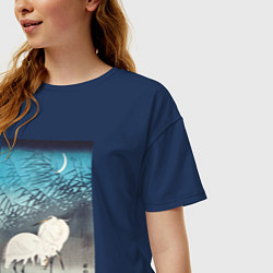Футболка оверсайз женская Egrets and Reeds in Moonlight, цвет: тёмно-синий — фото 2