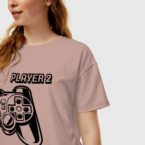 Женская футболка оверсайз Player 2 парная / Пыльно-розовый – фото 3