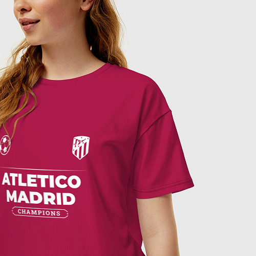 Женская футболка оверсайз Atletico Madrid Форма Чемпионов / Маджента – фото 3