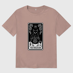 Футболка оверсайз женская The Magician Tarot card Волшебник карта Таро, цвет: пыльно-розовый