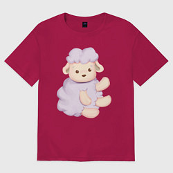 Футболка оверсайз женская Милая Овечка Сидит, цвет: маджента