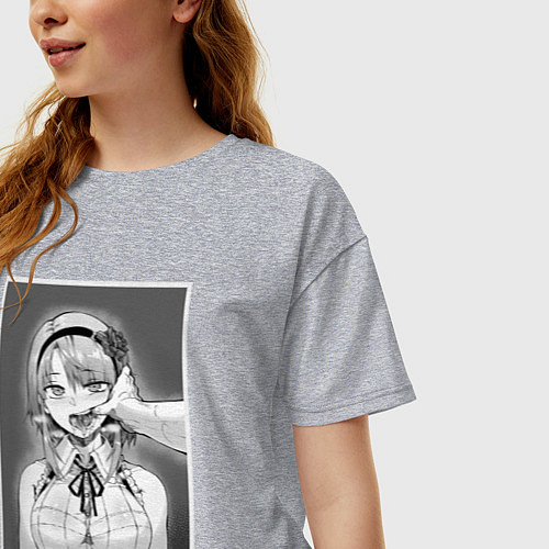 Женская футболка оверсайз Ахегао ahegao / Меланж – фото 3