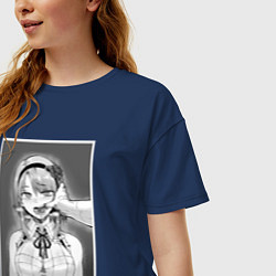 Футболка оверсайз женская Ахегао ahegao, цвет: тёмно-синий — фото 2