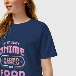 Футболка оверсайз женская Anime Food Video Games, цвет: тёмно-синий — фото 2