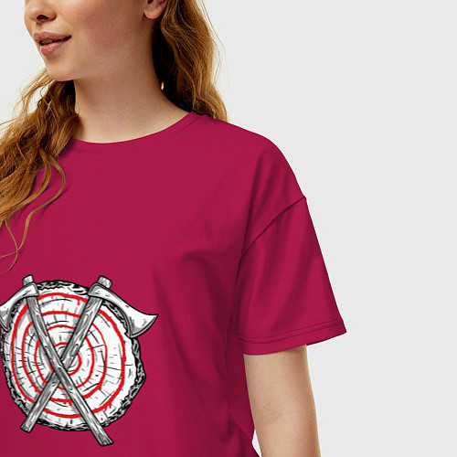 Женская футболка оверсайз Топоры Викингов Vikings Axe / Маджента – фото 3