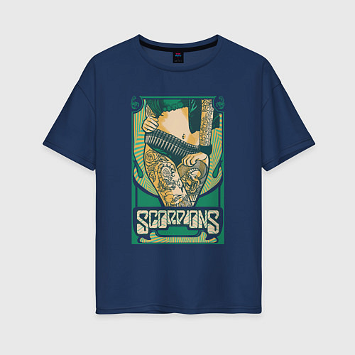 Женская футболка оверсайз Poster Scorpions / Тёмно-синий – фото 1