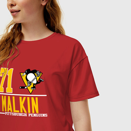 Женская футболка оверсайз ЕВГЕНИЙ МАЛКИН ПИТСБУРГ / Красный – фото 3
