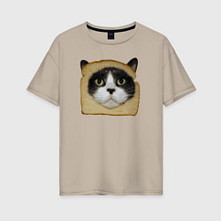 Футболка оверсайз женская Котохлебинг, цвет: миндальный