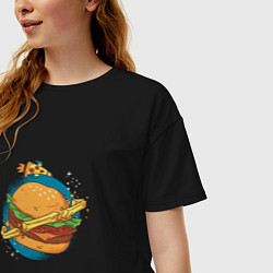 Футболка оверсайз женская Бургер Планета Planet Burger, цвет: черный — фото 2