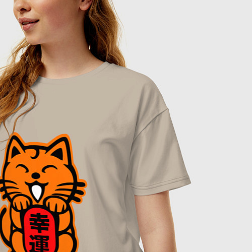 Женская футболка оверсайз JDM Cat / Миндальный – фото 3