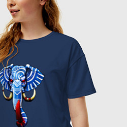 Футболка оверсайз женская Слон с тесаком, цвет: тёмно-синий — фото 2