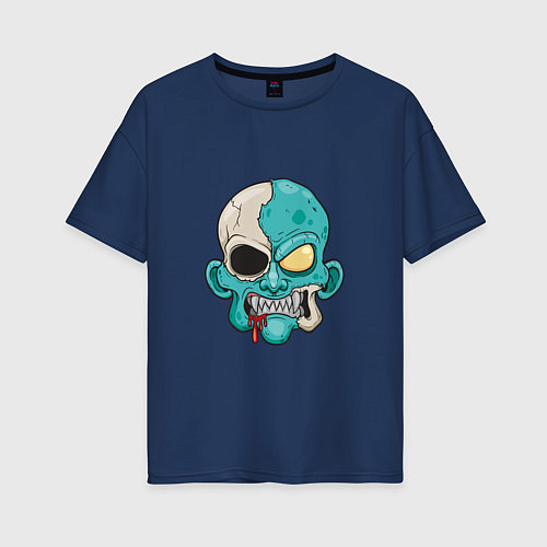 Женская футболка оверсайз Zombie Evil / Тёмно-синий – фото 1