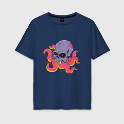 Футболка оверсайз женская Skull Octopus, цвет: тёмно-синий