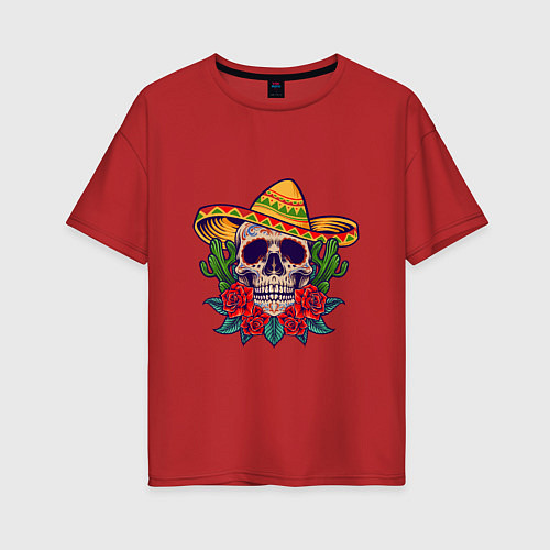 Женская футболка оверсайз Skull - Mexico / Красный – фото 1