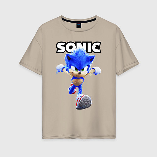 Женская футболка оверсайз Sonic the Hedgehog 2 / Миндальный – фото 1