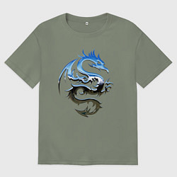 Женская футболка оверсайз Хромированный дракон