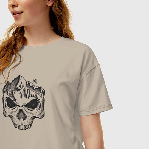 Женская футболка оверсайз Enduro downhill skull / Миндальный – фото 3