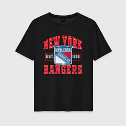 Футболка оверсайз женская NY RANGERS NHL НЬЮ-ЙОРК РЕЙНДЖЕРС, цвет: черный