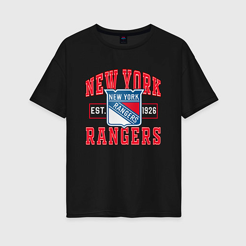 Женская футболка оверсайз NY RANGERS NHL НЬЮ-ЙОРК РЕЙНДЖЕРС / Черный – фото 1