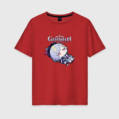 Женская футболка оверсайз Genshin Impact - Qi Qi / Красный – фото 1