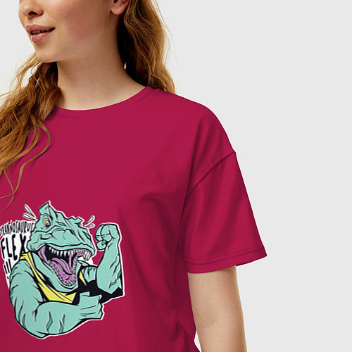 Женская футболка оверсайз Tyrannosaurus Flex Тираннозавр Флекс / Маджента – фото 3
