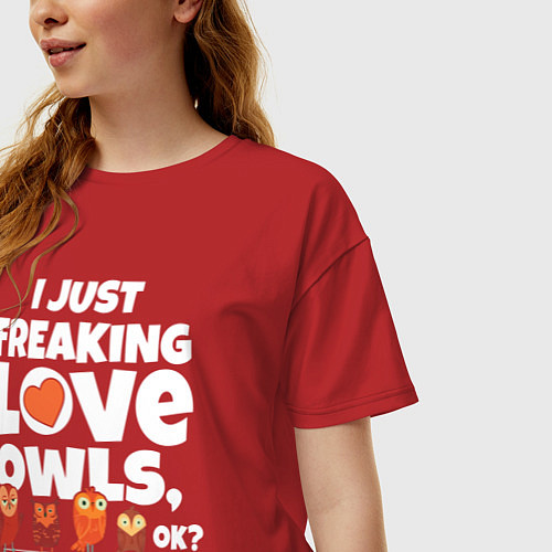 Женская футболка оверсайз Я просто чертовски люблю сов / Красный – фото 3
