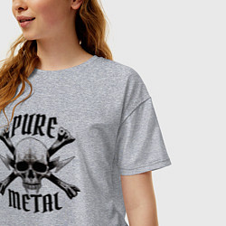Футболка оверсайз женская Heavy metal skullчистый металл, цвет: меланж — фото 2