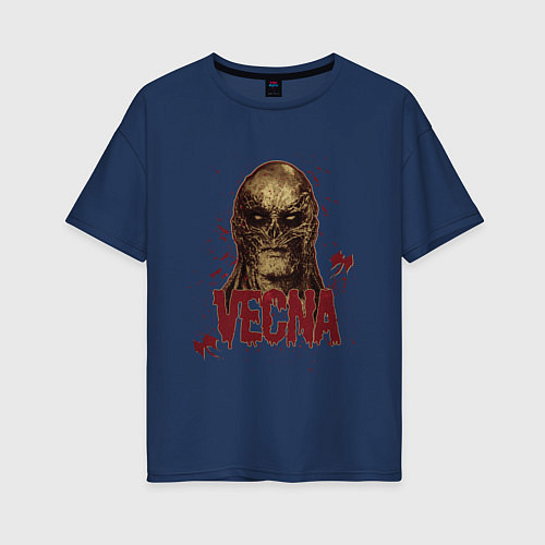 Женская футболка оверсайз ВЕКНА VECNA / Тёмно-синий – фото 1
