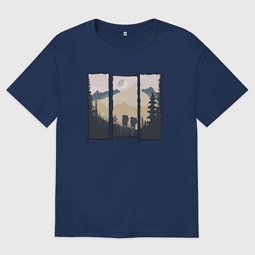 Женская футболка оверсайз Никаких медведей вам тут / Тёмно-синий – фото 1