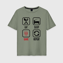 Футболка оверсайз женская Eat Sleep The Witcher Repeat, цвет: авокадо