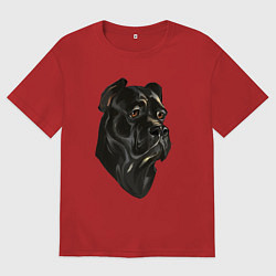 Футболка оверсайз женская Портрет Кане-корсо, цвет: красный