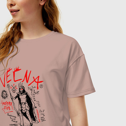 Женская футболка оверсайз VECNA HELLFIRE CLUB HFC / Пыльно-розовый – фото 3