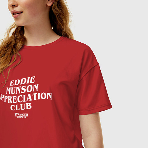 Женская футболка оверсайз Eddie Munson Appreciation Club / Красный – фото 3