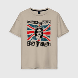 Футболка оверсайз женская Sex Pistols - God Save The Queen, цвет: миндальный