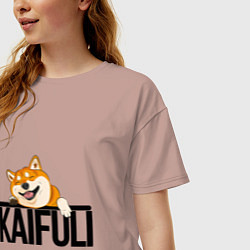 Футболка оверсайз женская Kaifuli shiba inu, цвет: пыльно-розовый — фото 2