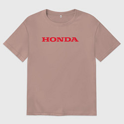 Футболка оверсайз женская HONDA ХОНДА LOGO спина, цвет: пыльно-розовый