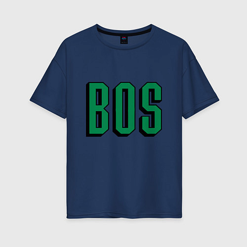 Женская футболка оверсайз BOS - Boston / Тёмно-синий – фото 1