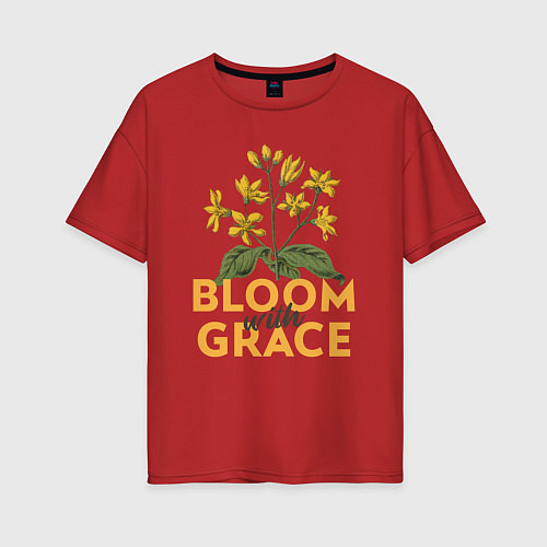 Женская футболка оверсайз Bloom with grace / Красный – фото 1