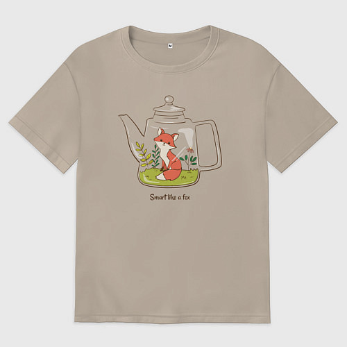 Женская футболка оверсайз Smart like a fox / Миндальный – фото 1
